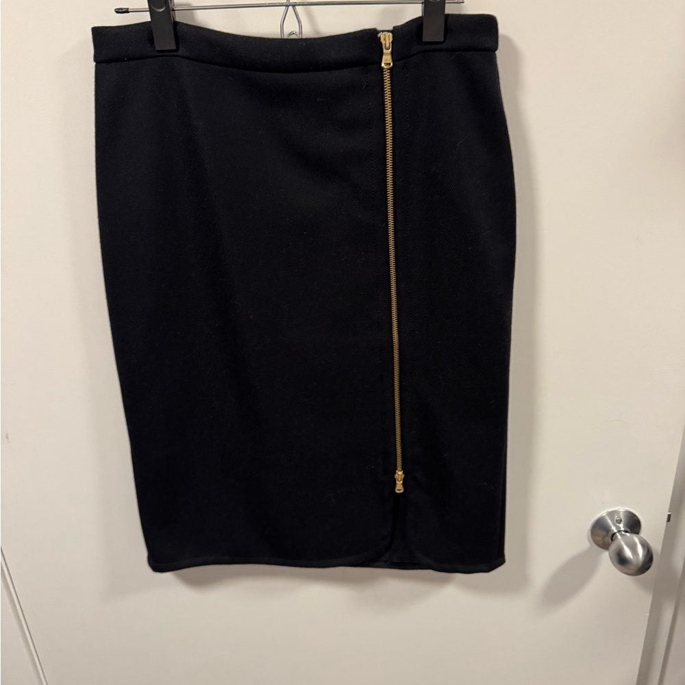 J Crew Black Wool Pencil Skirt with Zipper